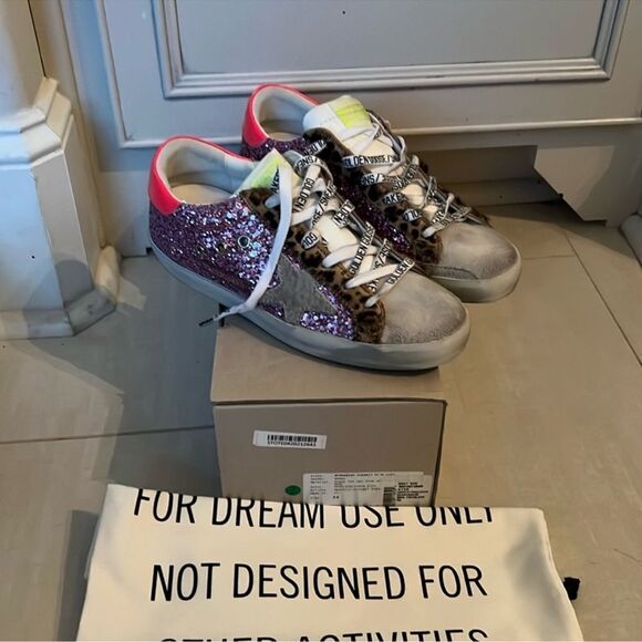 Authentic Golden Goose Purple Glitter Hot Pink Heel & leopard Superstar shoes - Picture 6 of 11